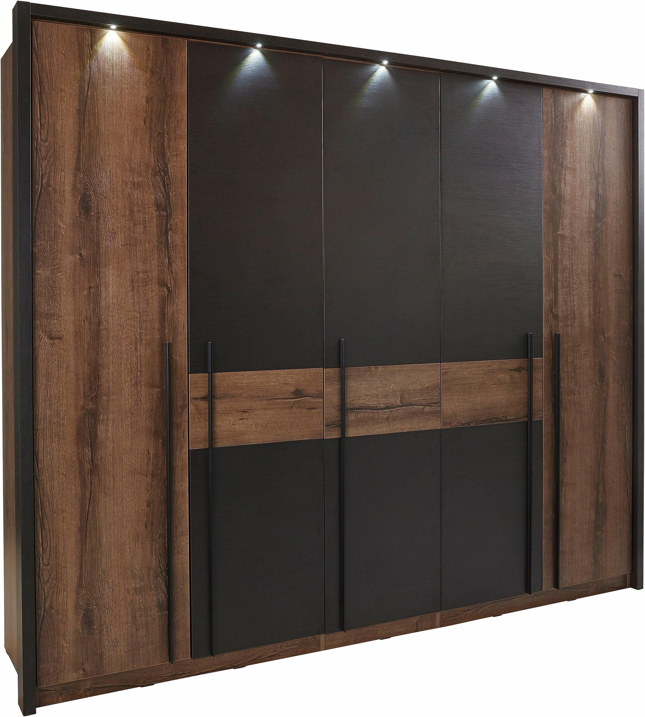 Dulap Bellevue cu iluminare LED, 5 uși, 261 cm Arboteca