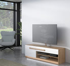 Comodă TV Attention cu iluminare LED, alb/lemn, 160×50×41 cm Arboteca