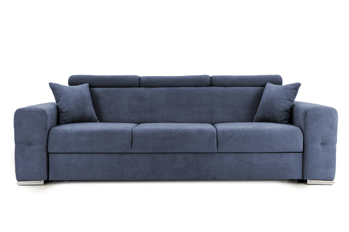 Canapea Extensibilă 3 locuri BELLAGIO, cu tetiere reglabile, 242x95x99 cm Albastru-Inchis-Enjoy Prestige Home