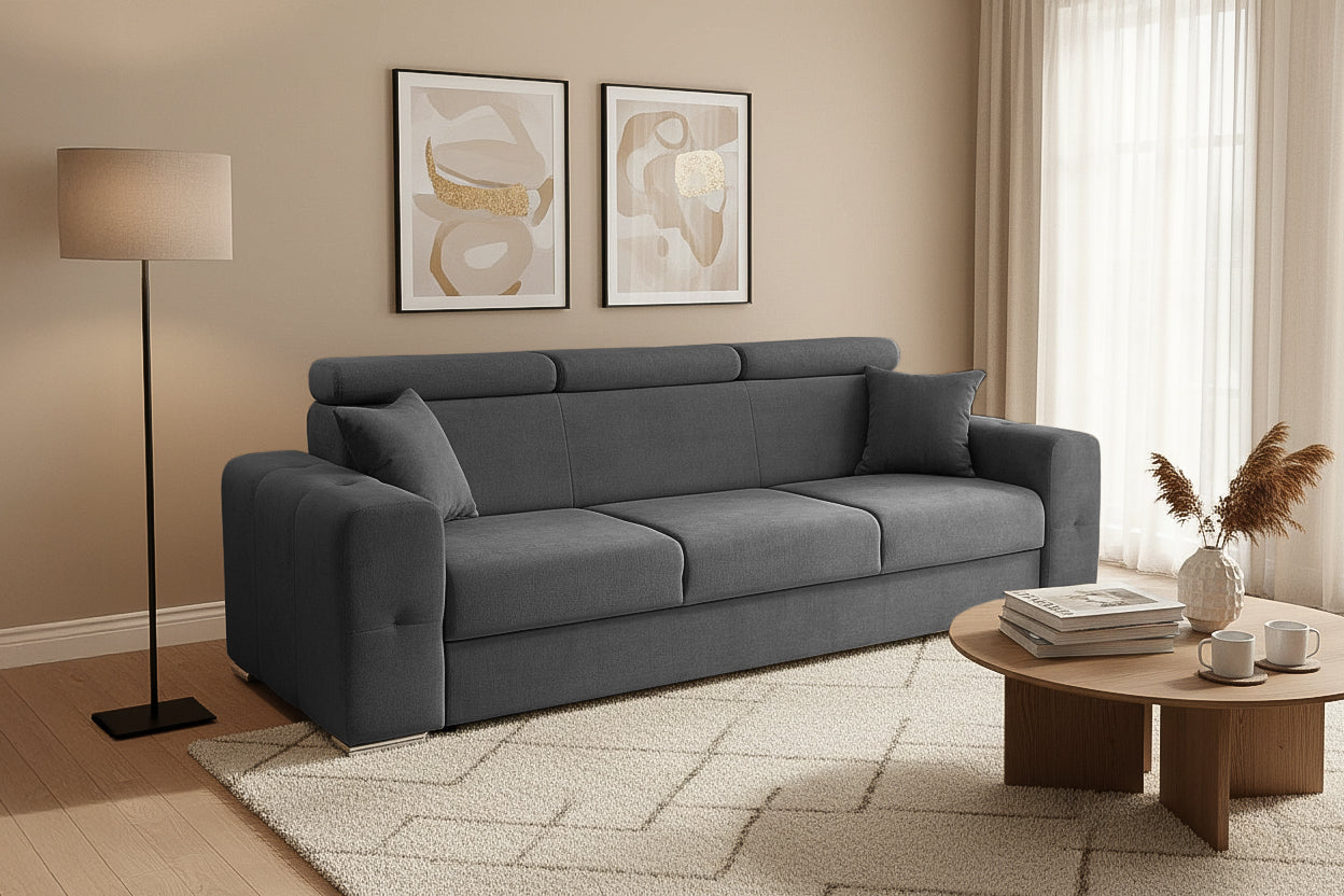 Canapea Extensibilă 3 locuri BELLAGIO, cu tetiere reglabile, 242x95x99 cm Prestige Home