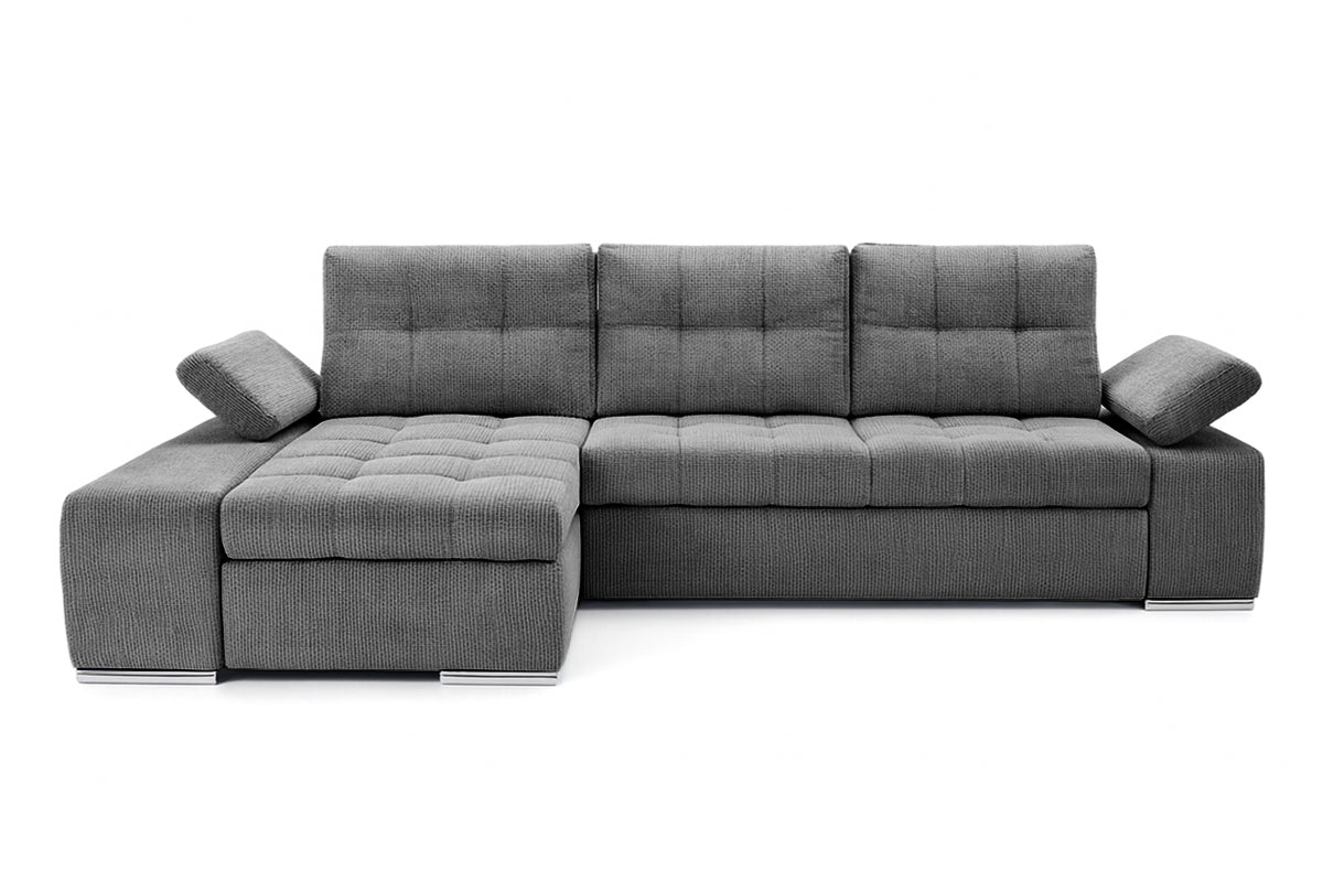 Colțar Extensibil VENETIA, cu ladă de depozitare, variante stânga/dreapta 290x170x80 cm Stanga Gri-Inchis-Memphis Prestige Home