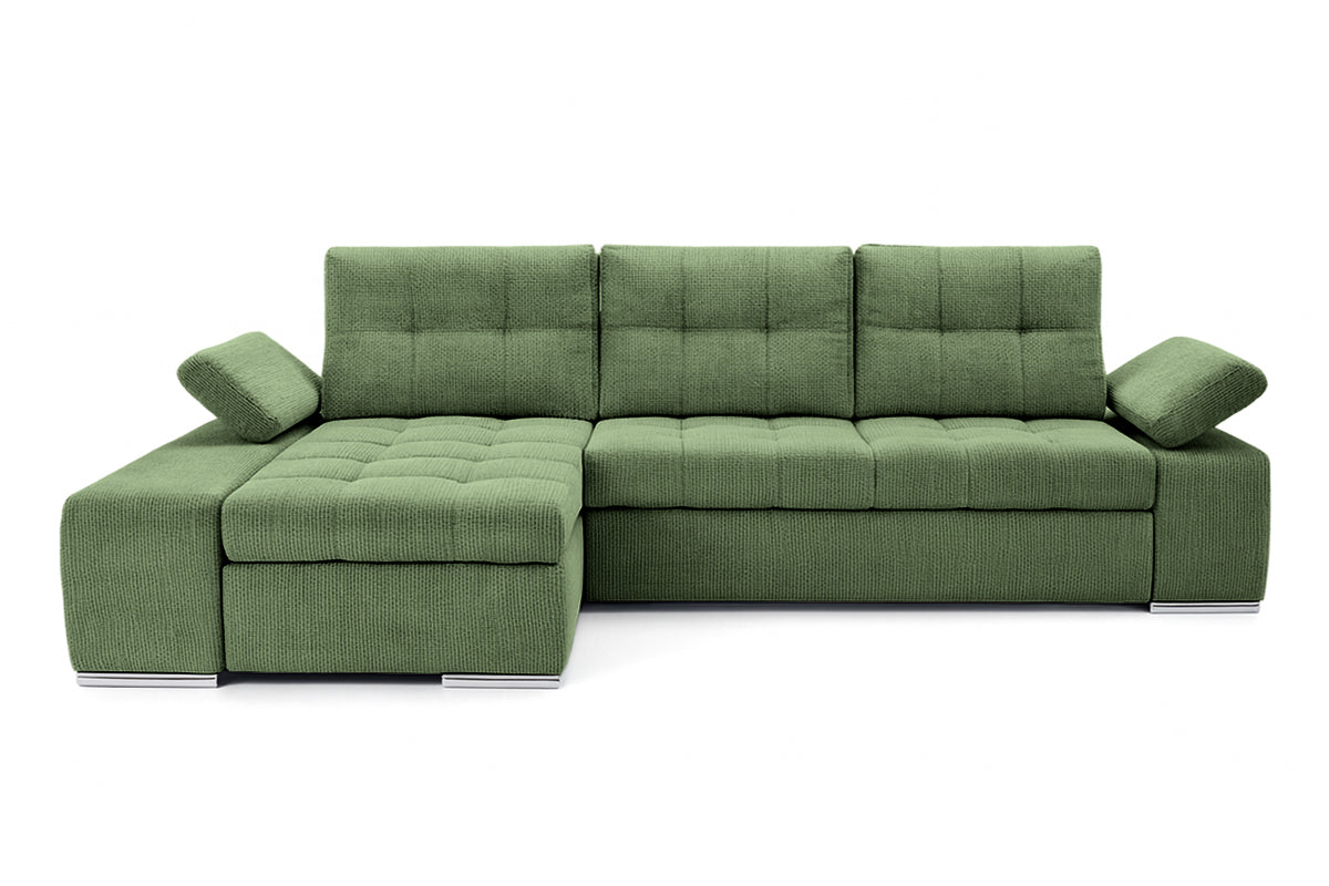 Colțar Extensibil VENETIA, cu ladă de depozitare, variante stânga/dreapta 290x170x80 cm Stanga Verde-Memphis Prestige Home