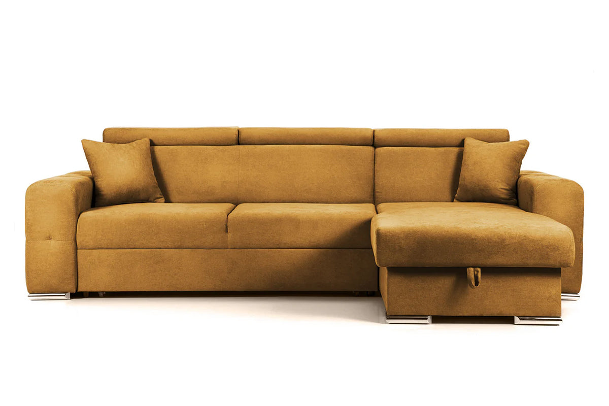 Colțar Extensibil BELLAGIO, șezlong interschimbabil, cu ladă de depozitare, cu tetiere reglabile, 280x170x100 cm Mango-Enjoy Dreapta Prestige Home