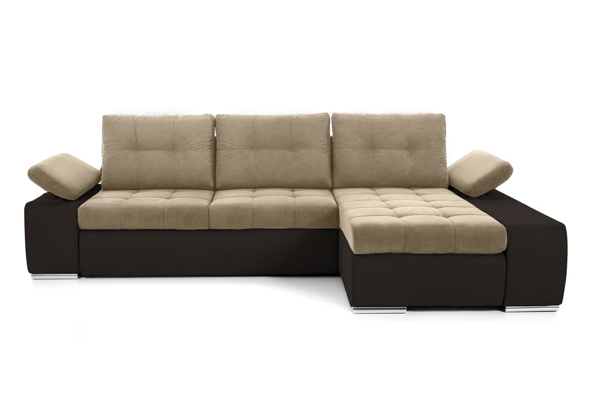 Colțar Extensibil VENETIA, cu ladă de depozitare, variante stânga/dreapta 290x170x80 cm Dreapta Bej-Cafeniu-Enjoy Prestige Home