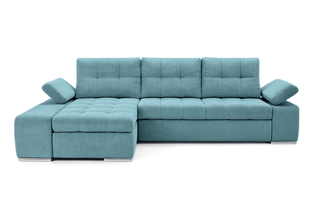 Colțar Extensibil VENETIA, cu ladă de depozitare, variante stânga/dreapta 290x170x80 cm Stanga Turcoaz-Memphis Prestige Home