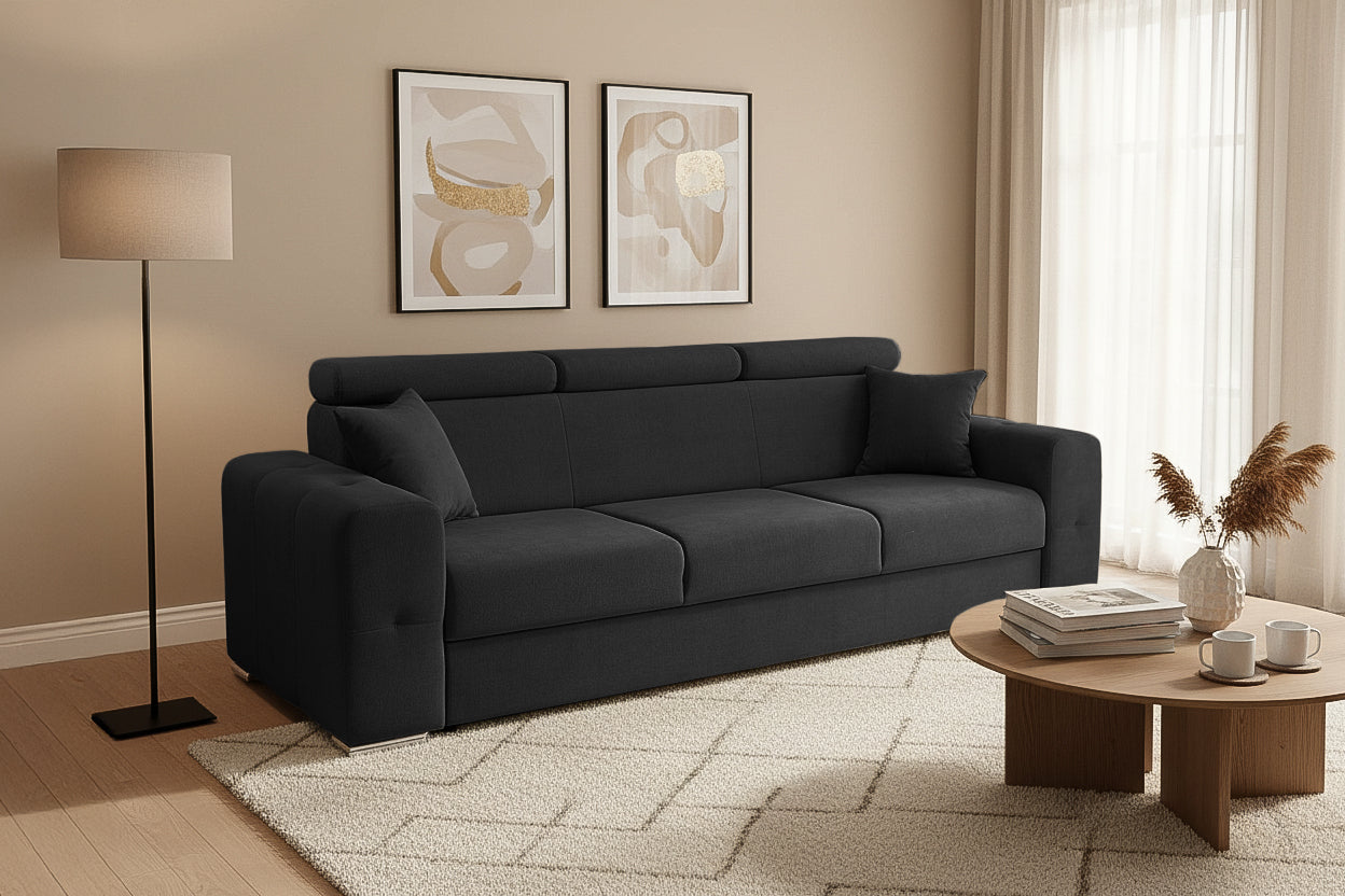 Canapea Extensibilă 3 locuri BELLAGIO, cu tetiere reglabile, 242x95x99 cm Prestige Home