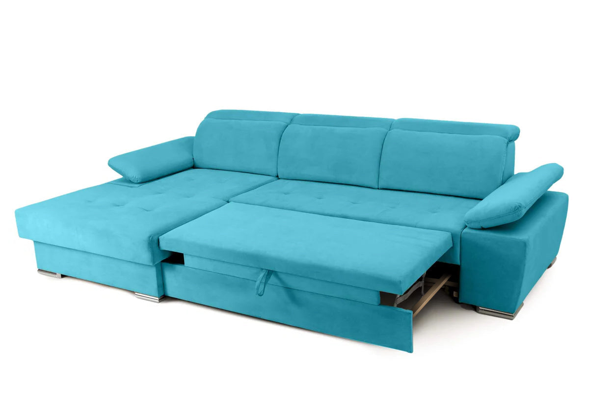 Colțar Extensibil TRENDY, cu ladă de depozitare, cu tetiere reglabile, variante stânga/dreapta 295x170x105 cm Prestige Home