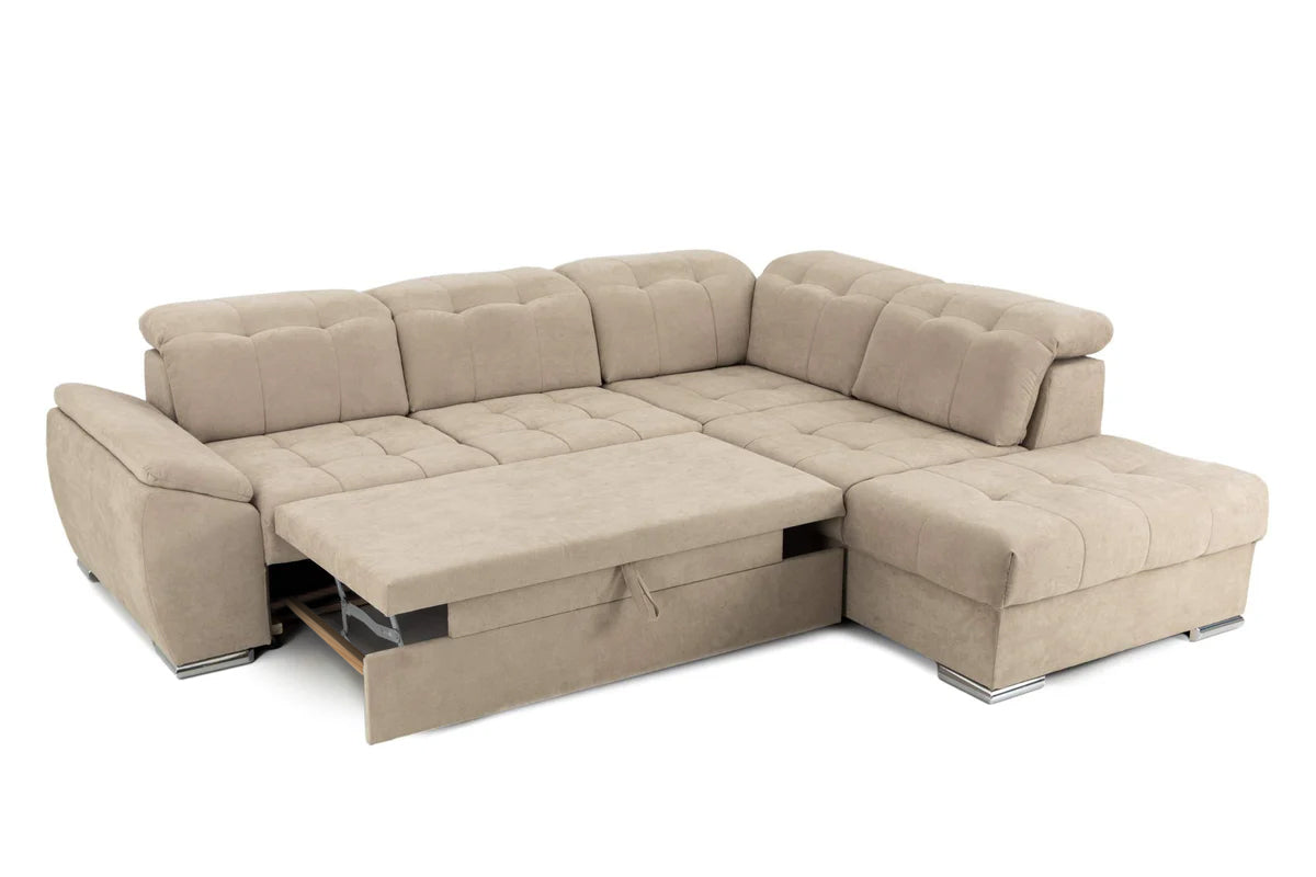 Colțar Extensibil ENZO, cu tetiere, variante stânga/dreapta, 255x220x100 cm Prestige Home