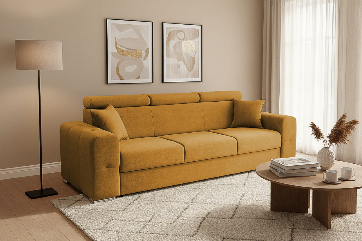 Canapea Extensibilă 3 locuri BELLAGIO, cu tetiere reglabile, 242x95x99 cm Prestige Home