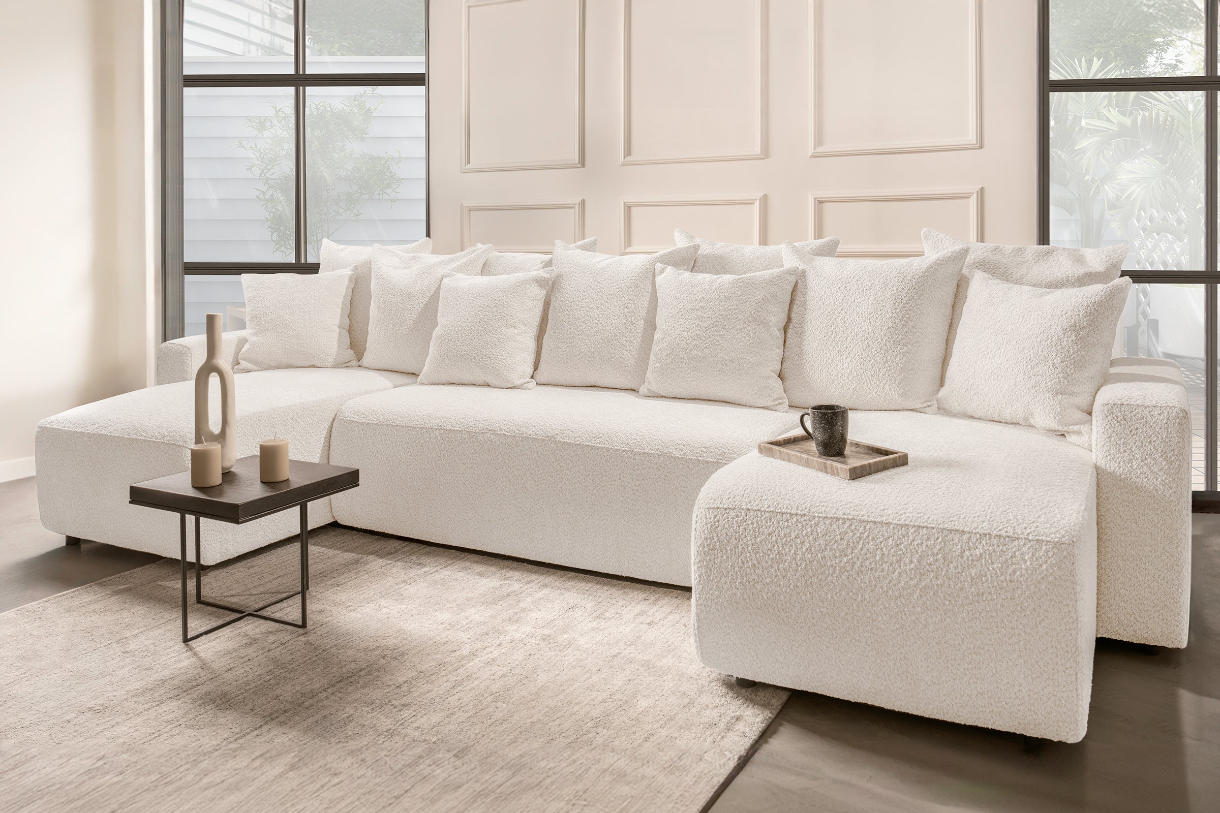Colțar Extensibil, în formă de U, LIVIGNO, cu ladă de depozitare, 347x154x80 cm Prestige Home