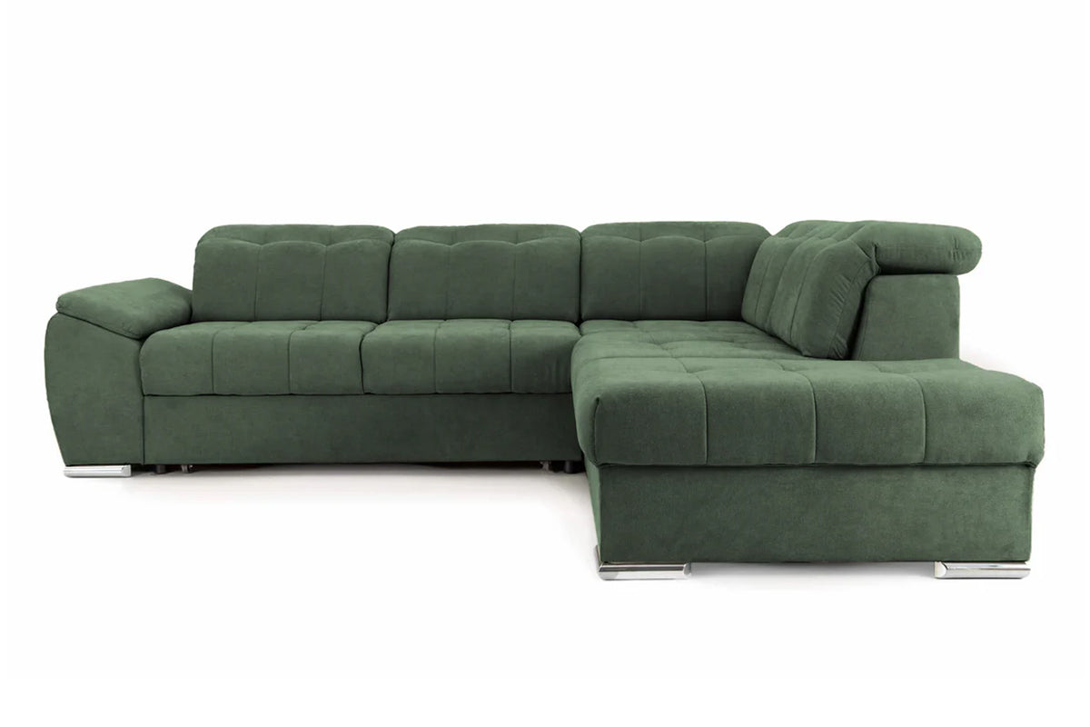 Colțar Extensibil ENZO, cu tetiere, variante stânga/dreapta, 255x220x100 cm Verde-Enjoy Dreapta Prestige Home