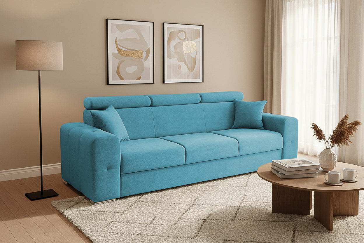 Canapea Extensibilă 3 locuri BELLAGIO, cu tetiere reglabile, 242x95x99 cm Prestige Home