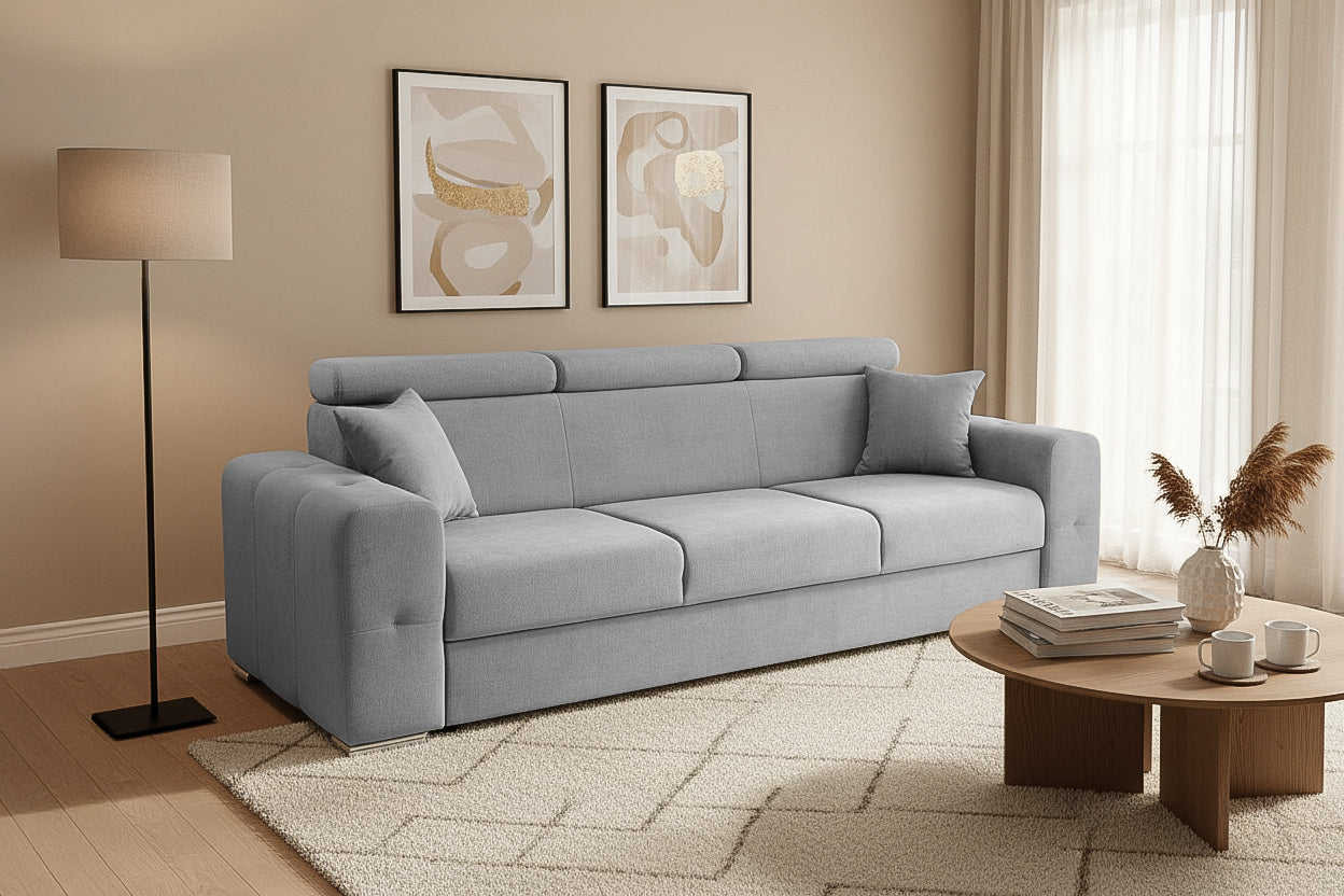 Canapea Extensibilă 3 locuri BELLAGIO, cu tetiere reglabile, 242x95x99 cm Prestige Home