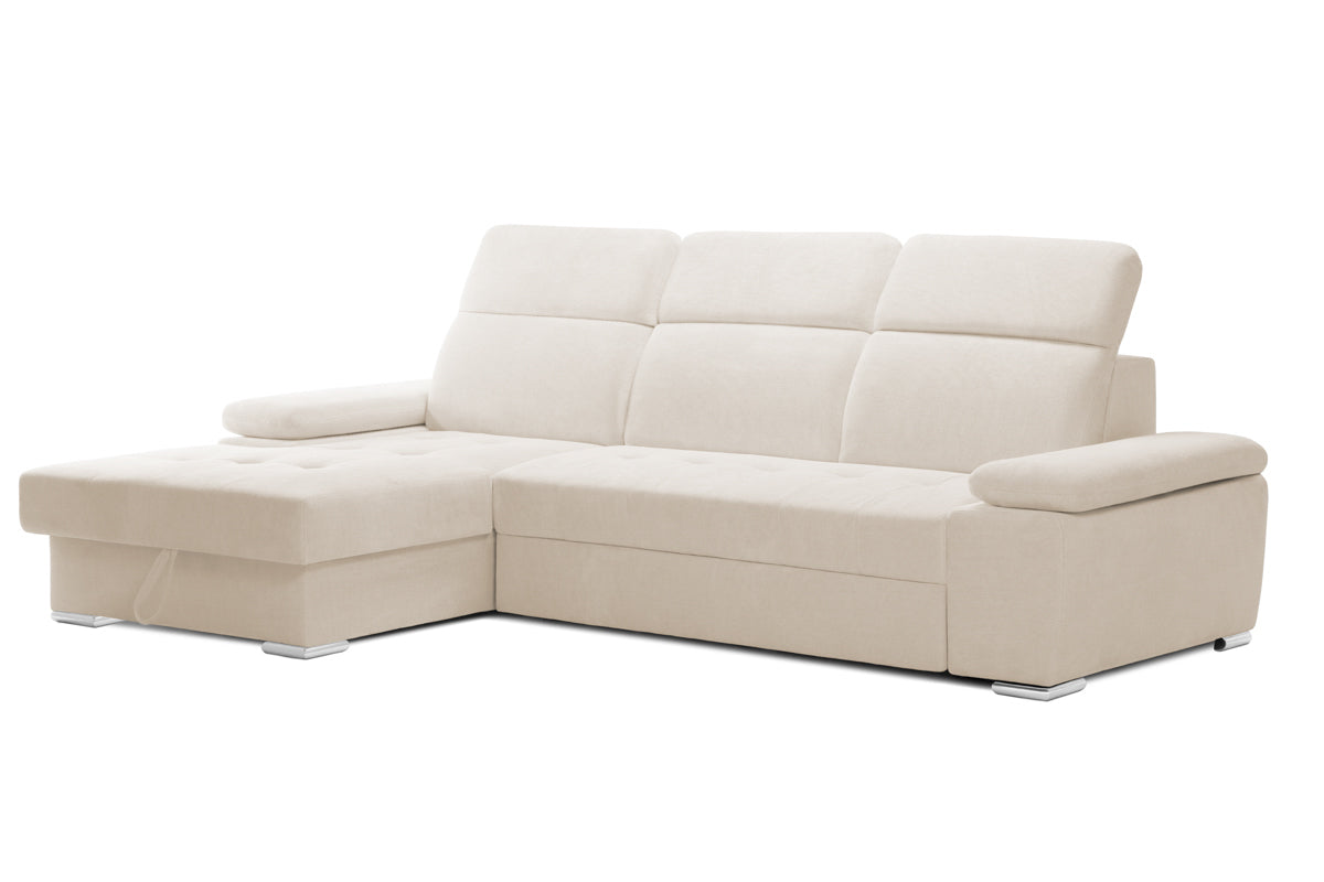 Colțar Extensibil TRENDY, cu ladă de depozitare, cu tetiere reglabile, variante stânga/dreapta 295x170x105 cm Prestige Home