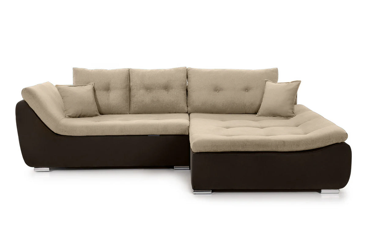 Colțar Extensibil LORENZO, cu ladă de depozitare, variante stânga/dreapta 280x180x70 cm Dreapta Bej-Cafeniu-Enjoy Prestige Home