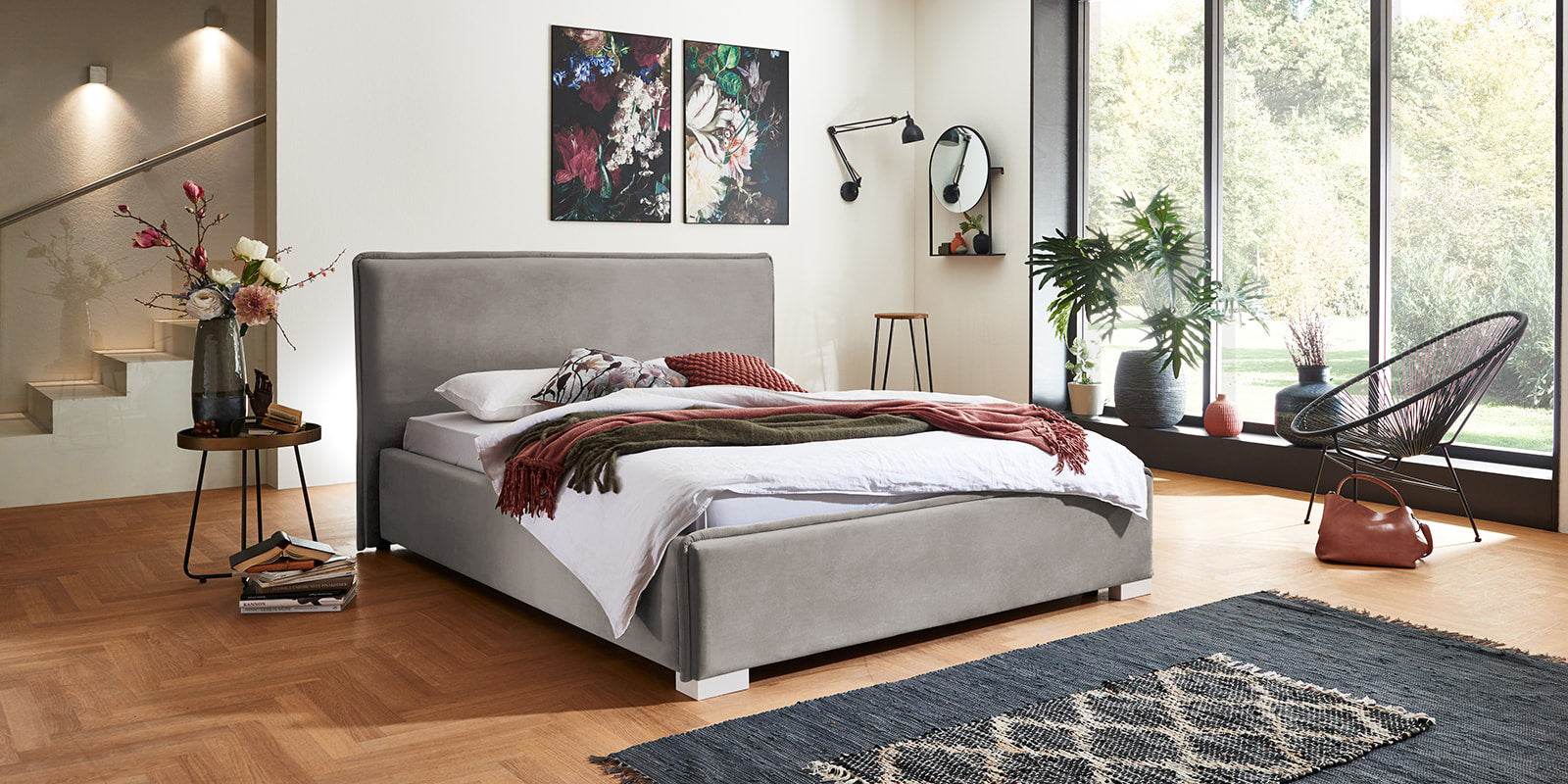 Pat Tapitat Nice, cu Lada Rabatabil, Velur-Verde-Smarald, Prestigehome.ro, Prestige, #Color_swing-bej