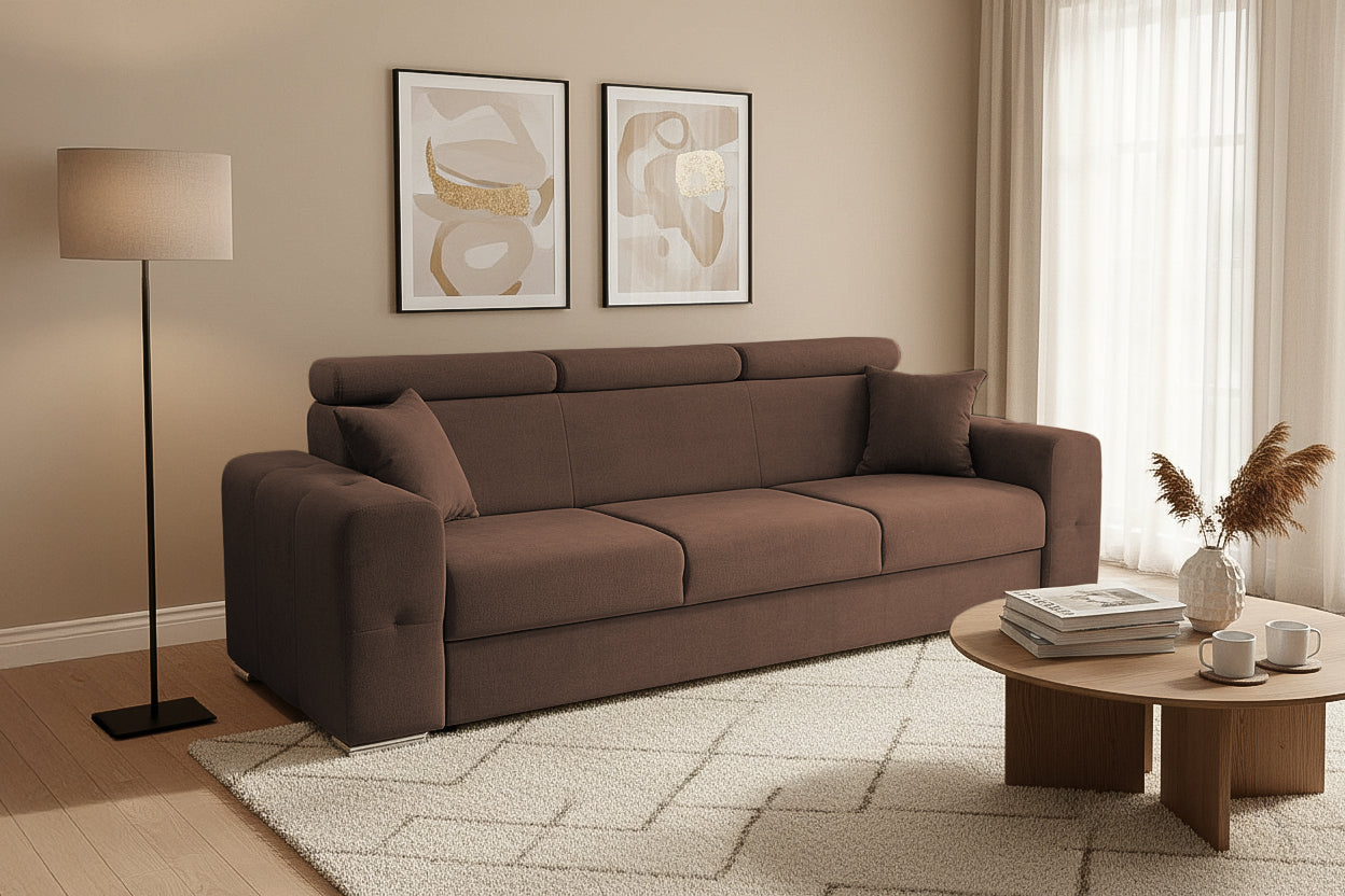 Canapea Extensibilă 3 locuri BELLAGIO, cu tetiere reglabile, 242x95x99 cm Prestige Home