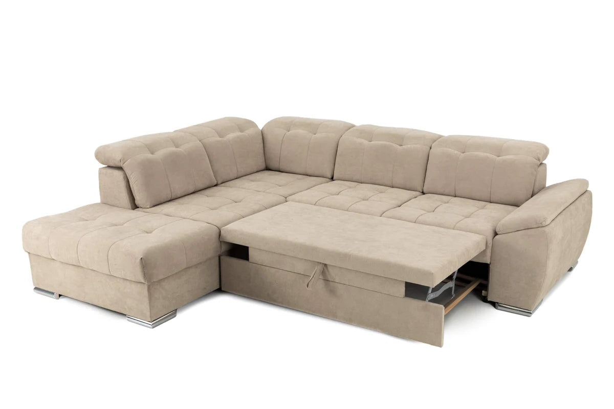 Colțar Extensibil ENZO, cu tetiere, variante stânga/dreapta, 255x220x100 cm Prestige Home