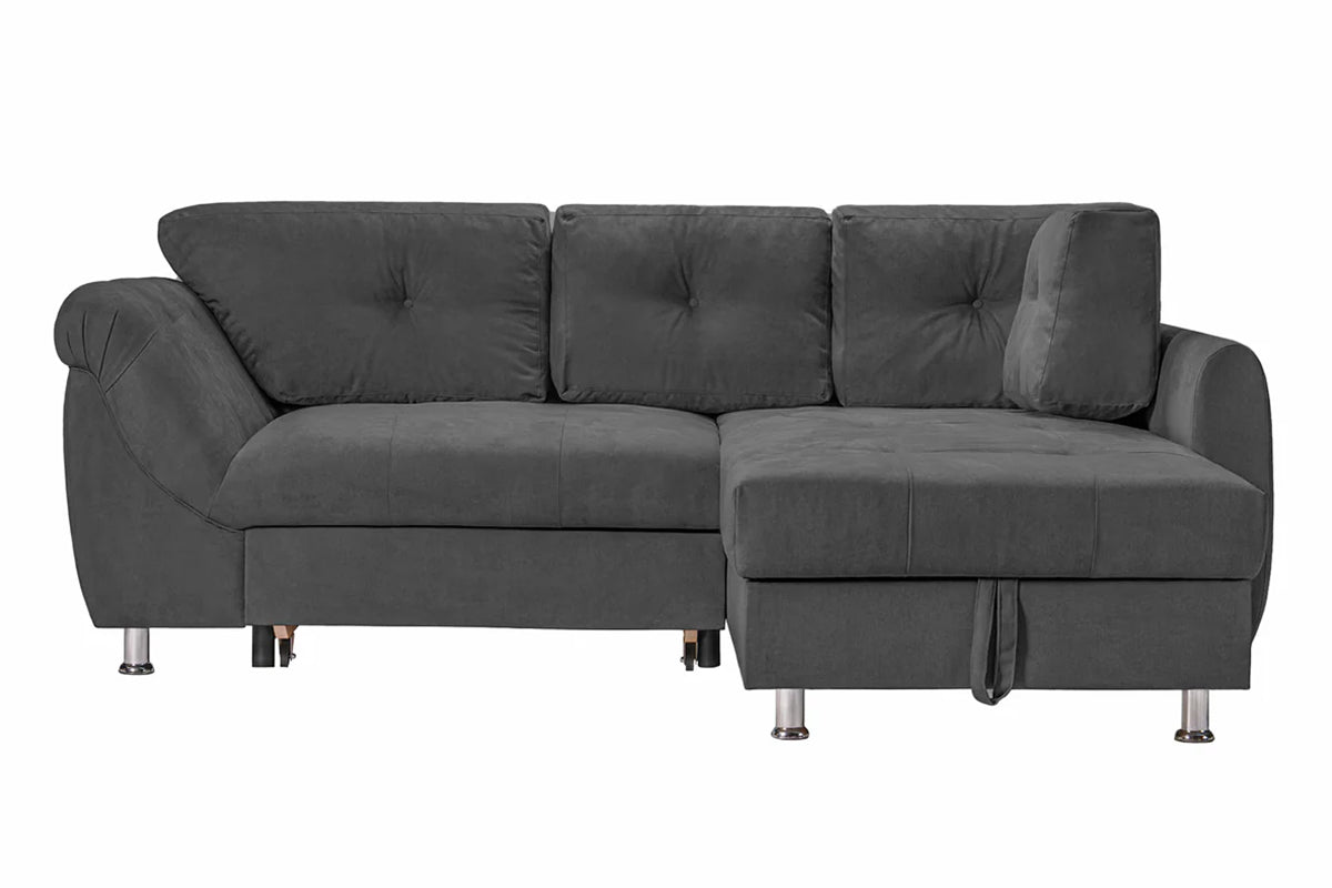 Colțar Extensibil MERLIN, cu lada depozitare, variante stânga/dreapta, 230 x 190 x 93 cm Gri-Grafit-Enjoy Dreapta Prestige Home