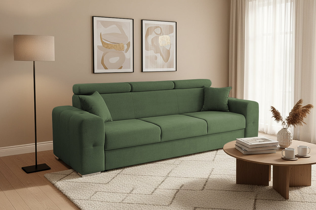 Canapea Extensibilă 3 locuri BELLAGIO, cu tetiere reglabile, 242x95x99 cm Prestige Home