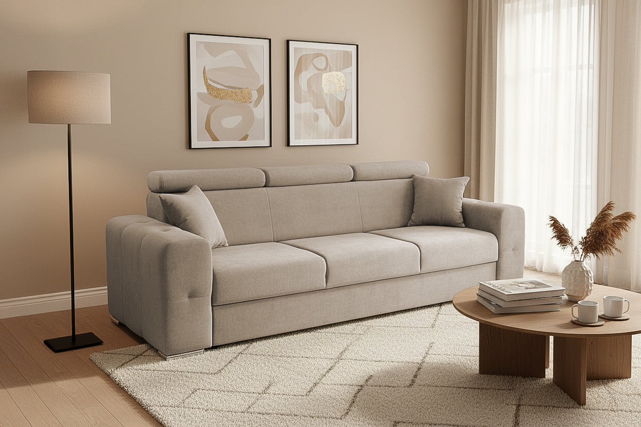 Canapea Extensibilă 3 locuri BELLAGIO, cu tetiere reglabile, 242x95x99 cm Prestige Home
