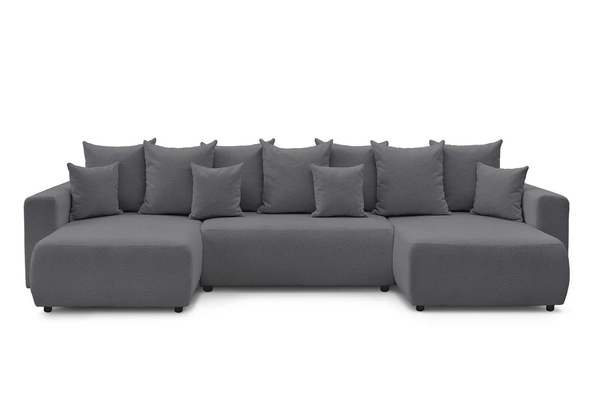 Colțar Extensibil, în formă de U, LIVIGNO, cu ladă de depozitare, 347x154x80 cm Gri-Inchis-Anthology Prestige Home