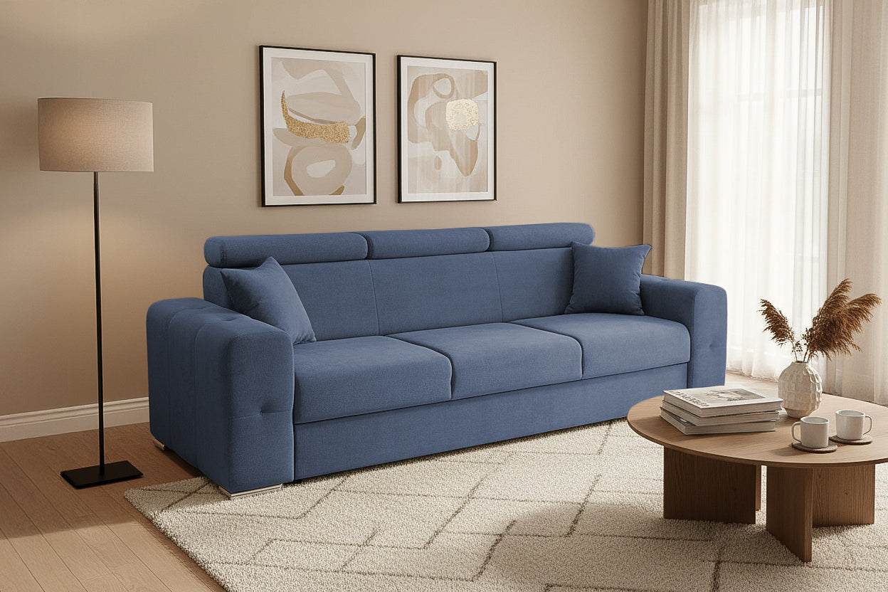 Canapea Extensibilă 3 locuri BELLAGIO, cu tetiere reglabile, 242x95x99 cm Prestige Home