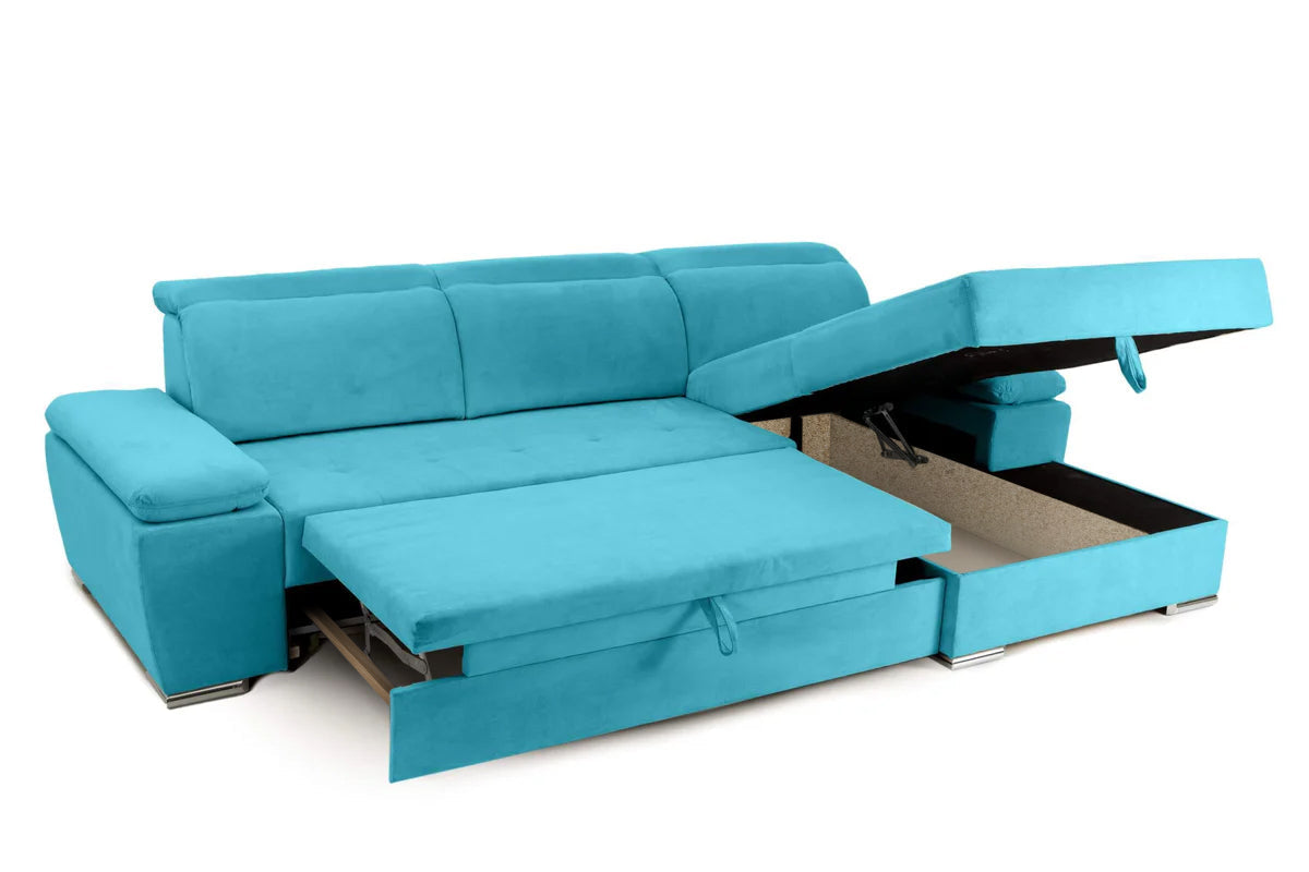 Colțar Extensibil TRENDY, cu ladă de depozitare, cu tetiere reglabile, variante stânga/dreapta 295x170x105 cm Prestige Home