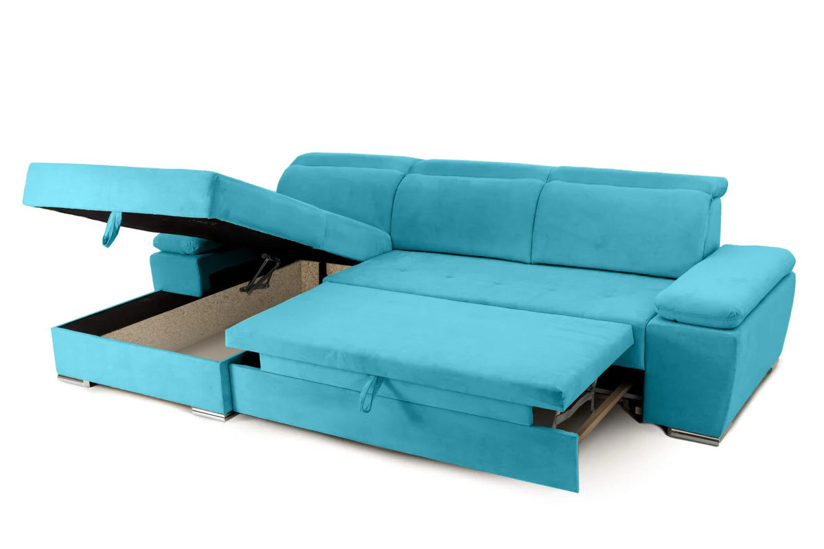 Colțar Extensibil TRENDY, cu ladă de depozitare, cu tetiere reglabile, variante stânga/dreapta 295x170x105 cm Prestige Home