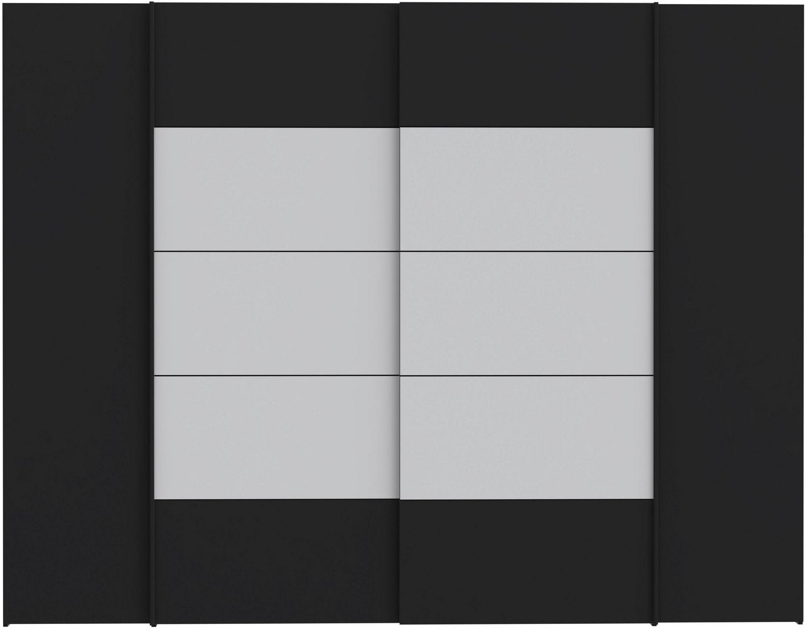 Dulap Narago combinat cu uși glisante și batante, negru/alb, 270×210×61 cm Arboteca