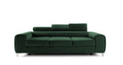 Canapea Extensibilă 3 locuri TIME, cu tetiere reglabile, cu suport lombar, 255x97x94 cm #color_Verde-Padure-Velluto