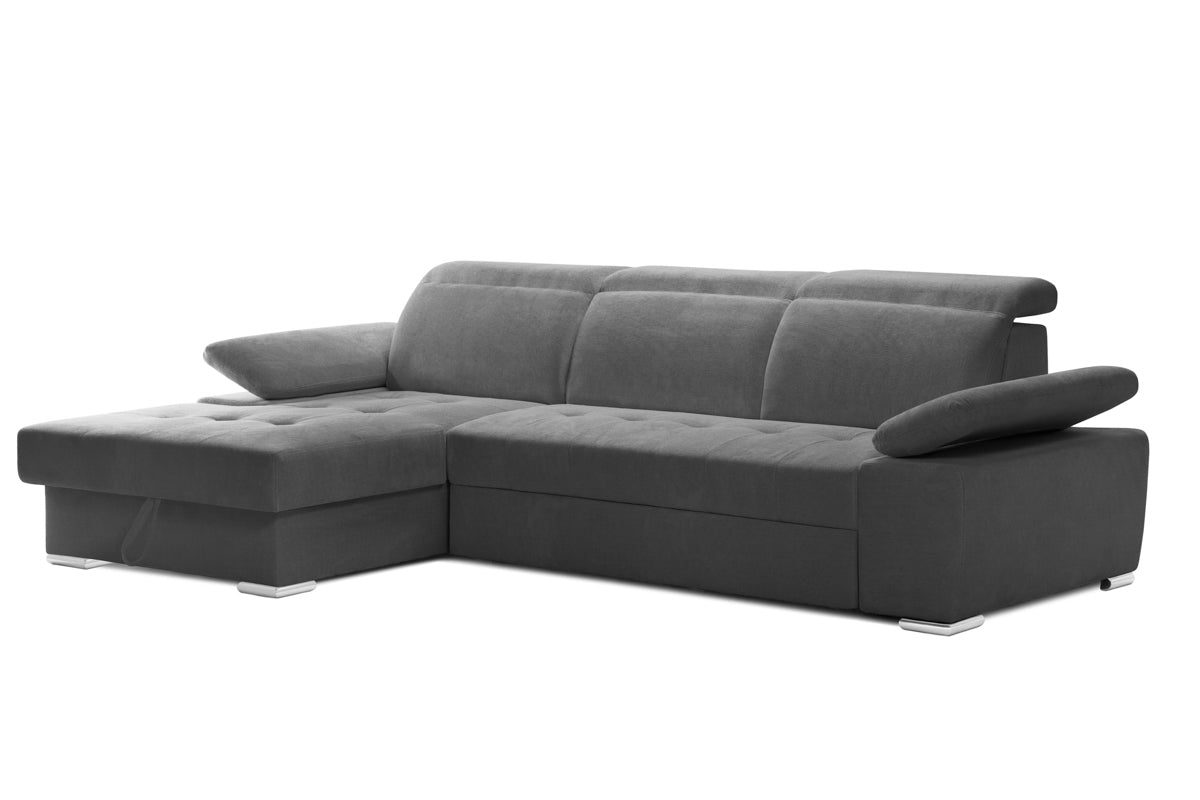 Colțar Extensibil TRENDY, cu ladă de depozitare, cu tetiere reglabile, variante stânga/dreapta 295x170x105 cm Prestige Home