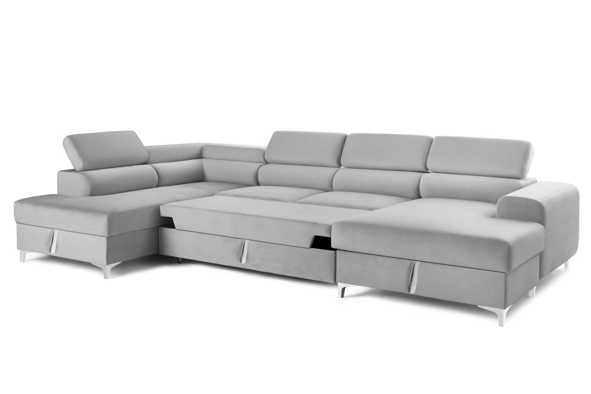 Colțar Extensibil, în formă de U, TIME NEW, cu 2 lăzi de depozitare, cu tetiere reglabile, 360x220x95 cm Prestige Home