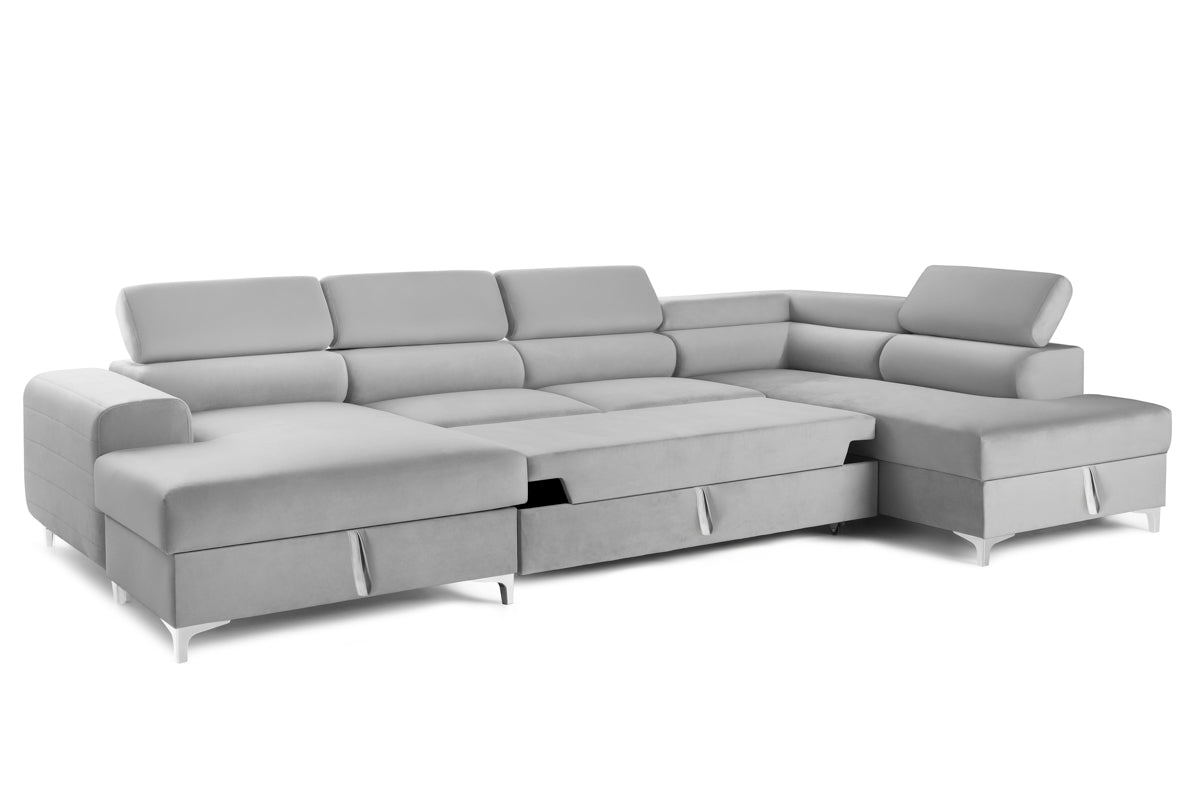 Colțar Extensibil, în formă de U, TIME NEW, cu 2 lăzi de depozitare, cu tetiere reglabile, 360x220x95 cm Prestige Home