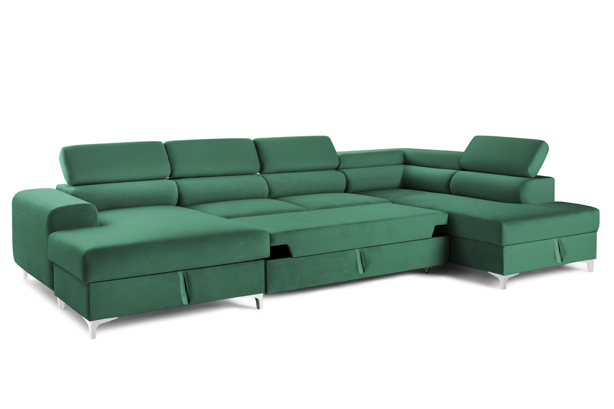 Colțar Extensibil, în formă de U, TIME NEW, cu 2 lăzi de depozitare, cu tetiere reglabile, 360x220x95 cm Prestige Home