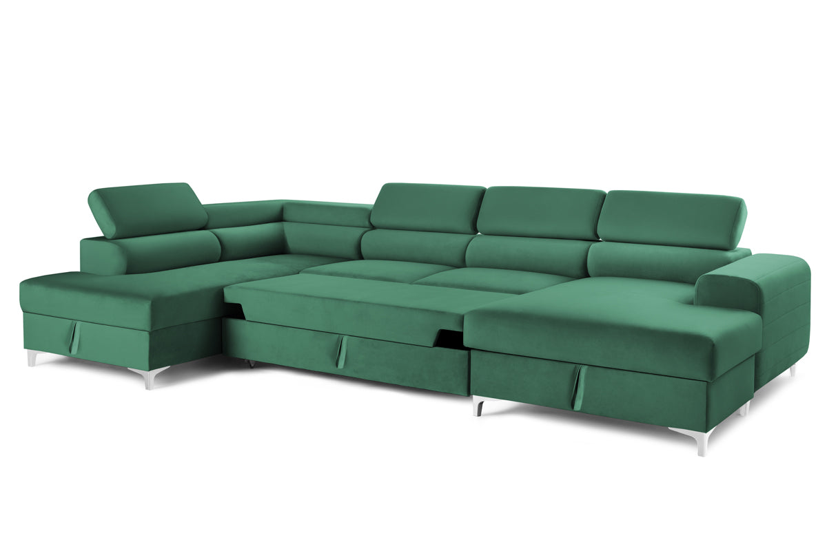 Colțar Extensibil, în formă de U, TIME NEW, cu 2 lăzi de depozitare, cu tetiere reglabile, 360x220x95 cm Prestige Home