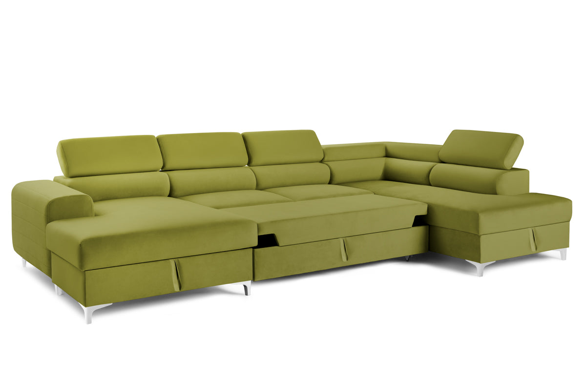 Colțar Extensibil, în formă de U, TIME NEW, cu 2 lăzi de depozitare, cu tetiere reglabile, 360x220x95 cm Prestige Home