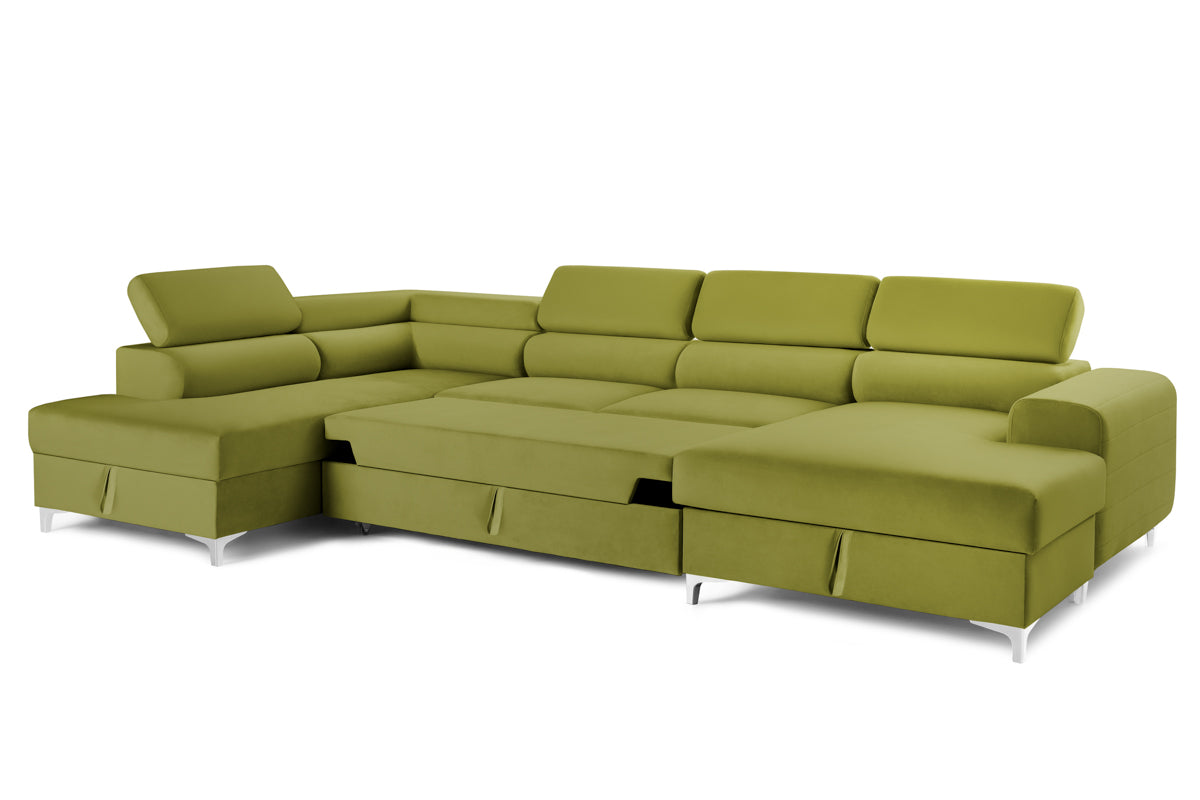Colțar Extensibil, în formă de U, TIME NEW, cu 2 lăzi de depozitare, cu tetiere reglabile, 360x220x95 cm Prestige Home