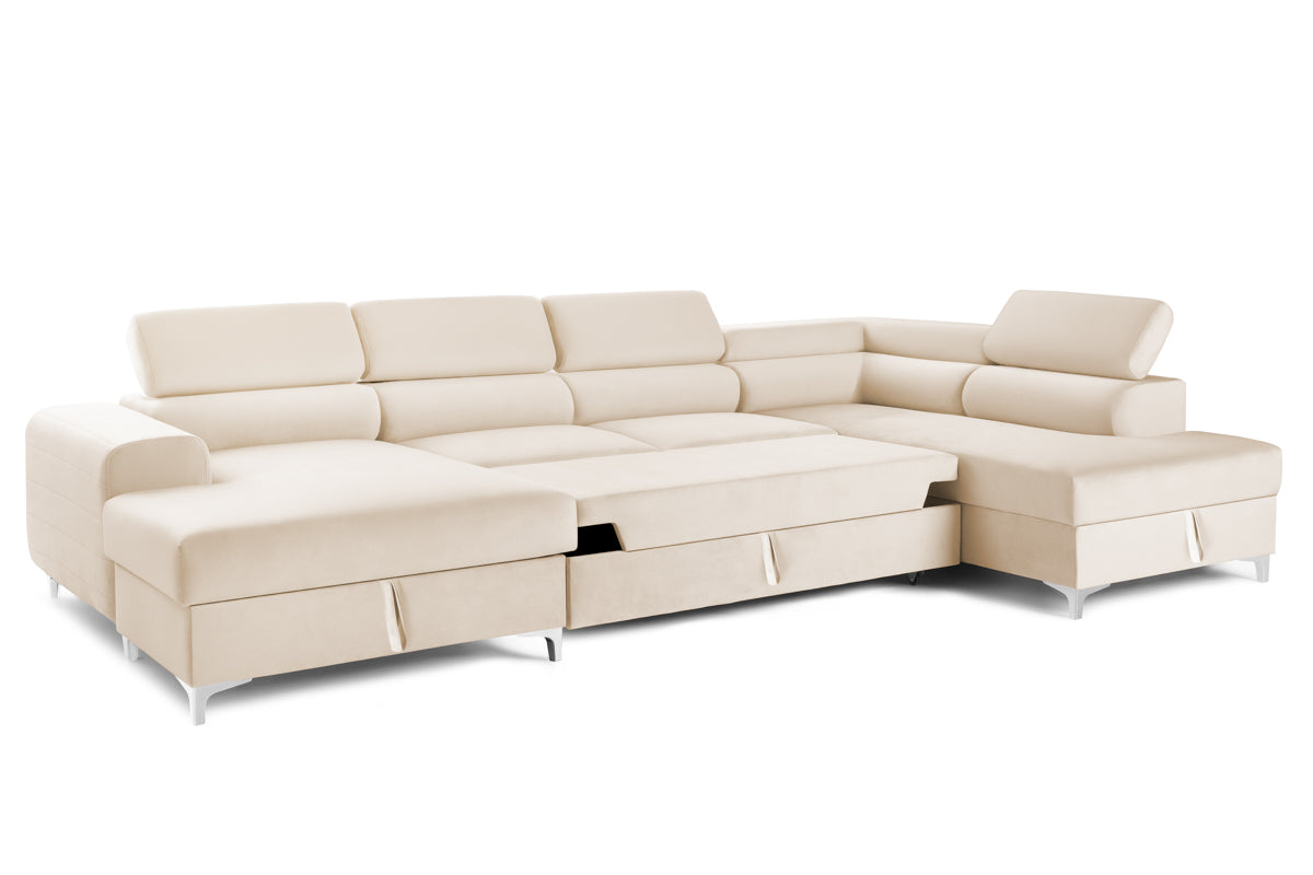 Colțar Extensibil, în formă de U, TIME NEW, cu 2 lăzi de depozitare, cu tetiere reglabile, 360x220x95 cm Prestige Home