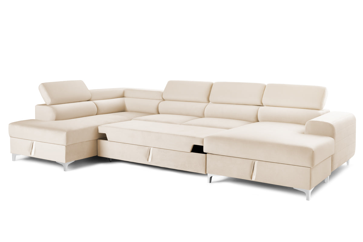 Colțar Extensibil, în formă de U, TIME NEW, cu 2 lăzi de depozitare, cu tetiere reglabile, 360x220x95 cm Prestige Home