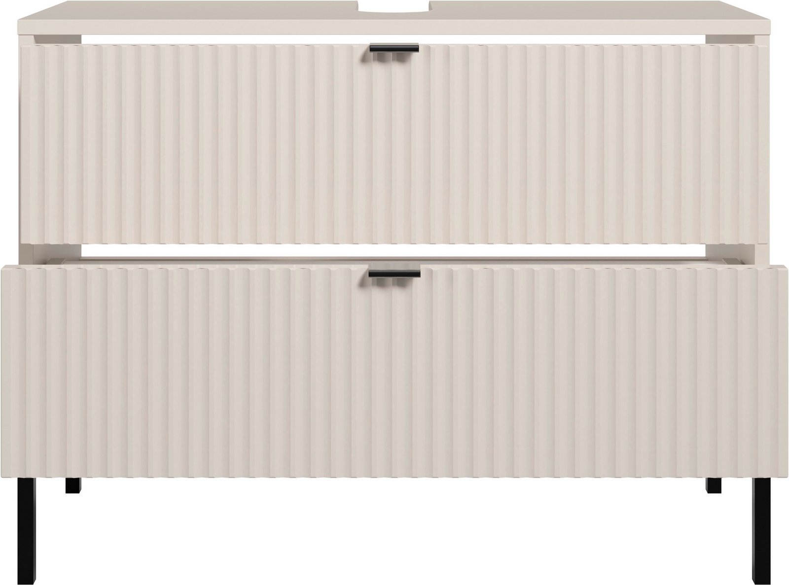 Dulap sub chiuvetă Lucera, crem, 80×60×32 cm, cu sertar și picioare metalice Arboteca