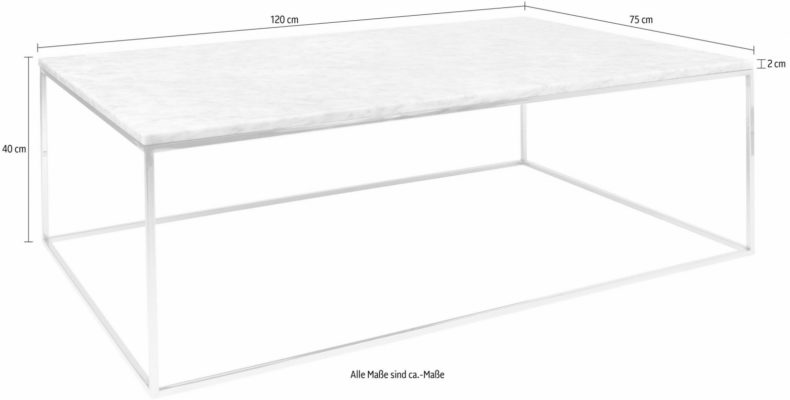 Măsuță de cafea cu blat de marmură, 120 cm, cadru crom Arboteca
