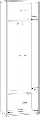 Dulap de hol Alice Springs, alb, 60×192×35 cm, Push-to-Open Arboteca