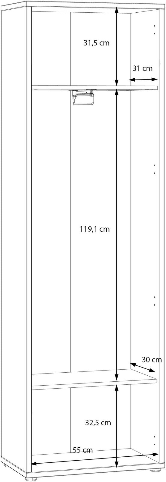 Dulap de hol Alice Springs, alb, 60×192×35 cm, Push-to-Open Arboteca