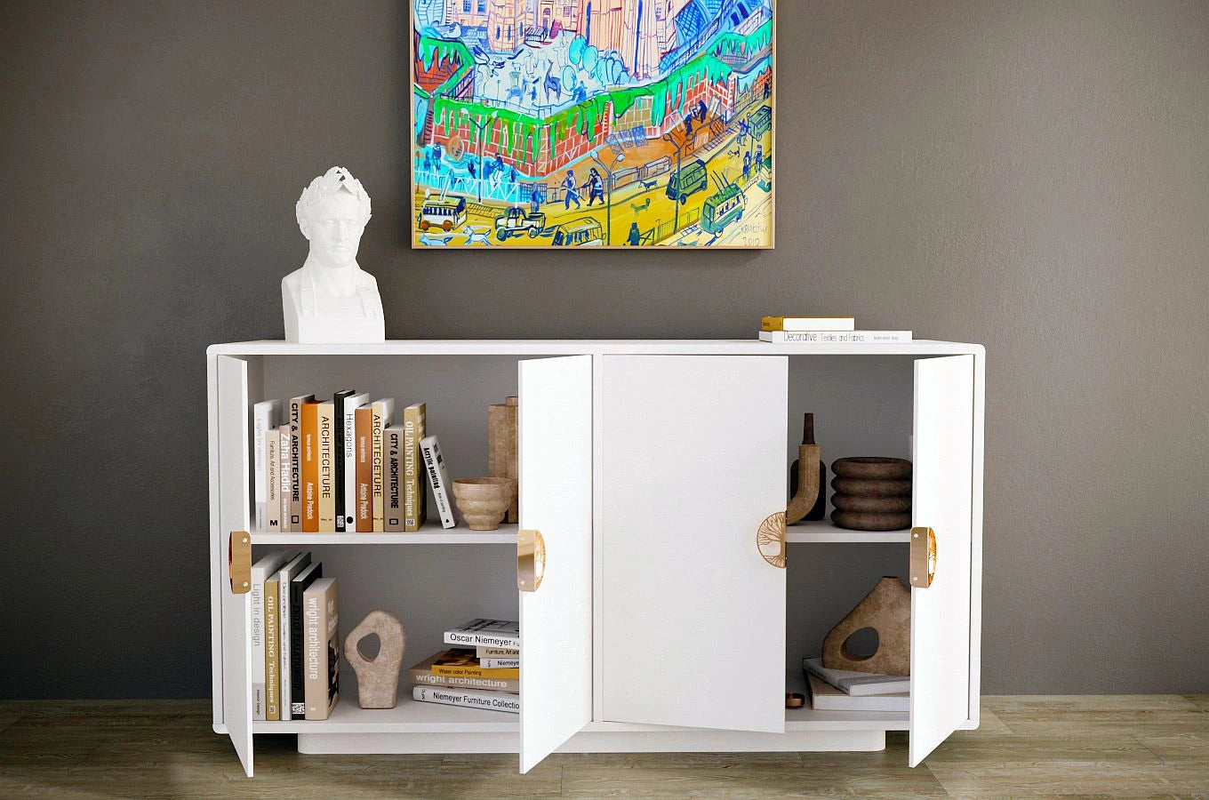 Comoda Lotus, Alb, 139 cm Arboteca