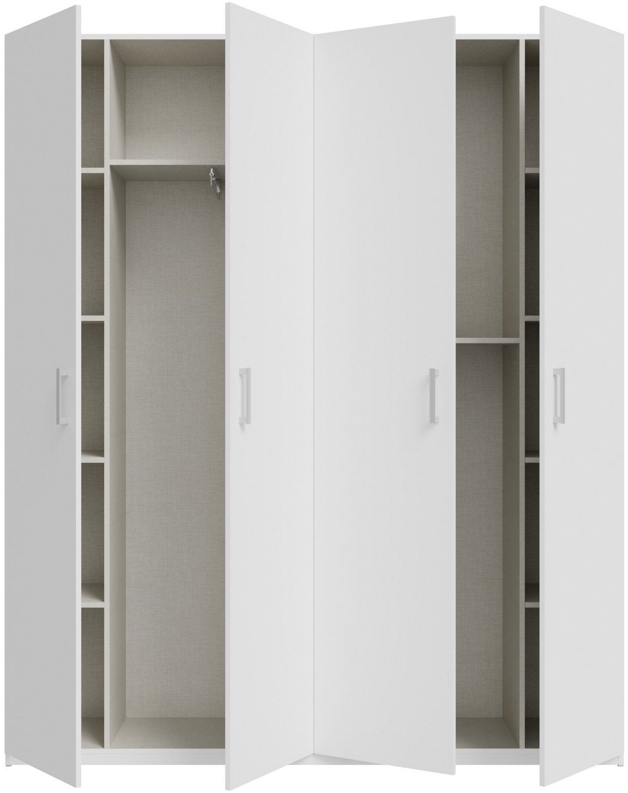Dulap Forte cu 4 uși, alb, 177×210×42 cm, adâncime redusă Arboteca