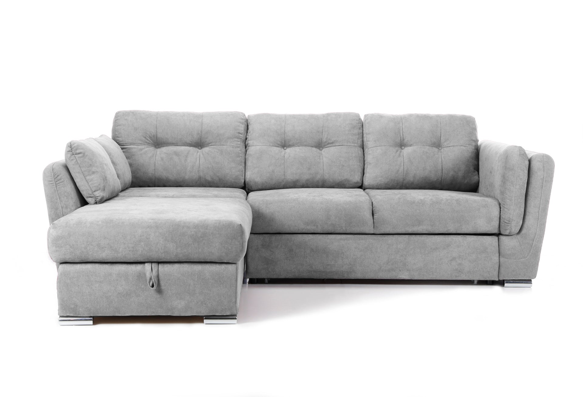 Colțar Extensibil JAZZ, cu ladă depozitare, 245 x 205 x 90 cm Gri-Deschis-Enjoy Stanga Prestige Home