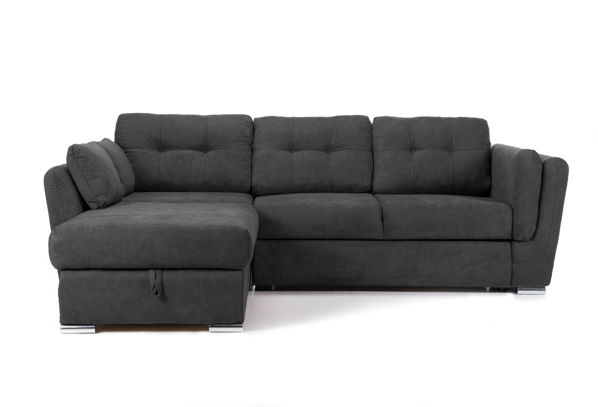 Colțar Extensibil JAZZ, cu ladă depozitare, 245 x 205 x 90 cm Gri-Inchis-Enjoy Stanga Prestige Home