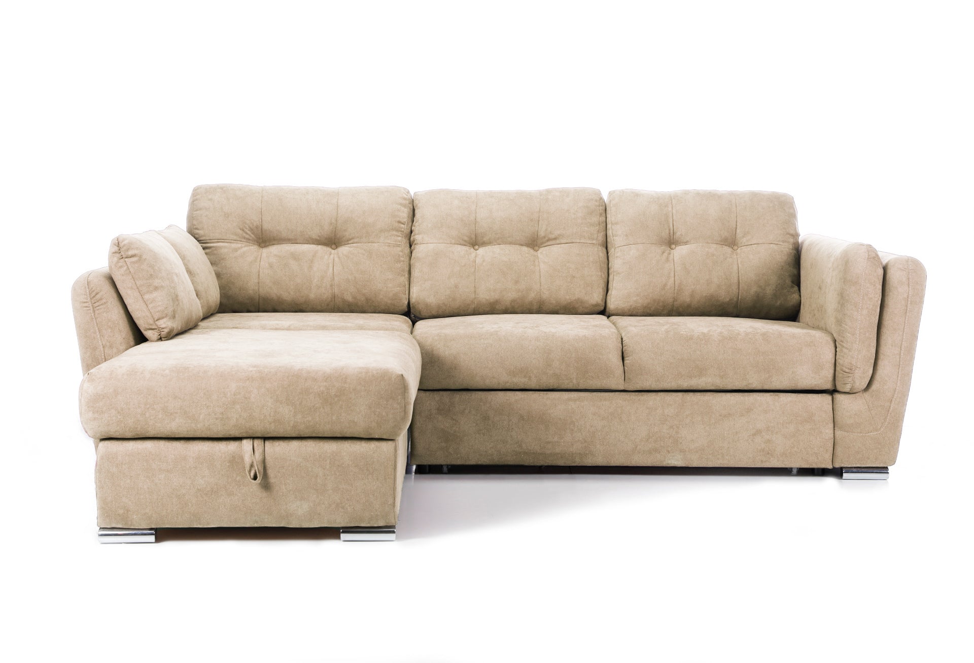 Colțar Extensibil JAZZ, cu ladă depozitare, 245 x 205 x 90 cm Bej-Enjoy Stanga Prestige Home