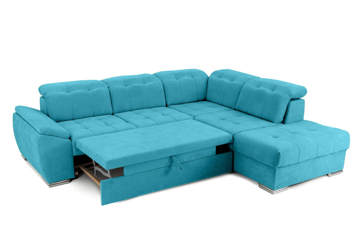 Colțar Extensibil ENZO, cu tetiere, variante stânga/dreapta, 255x220x100 cm Prestige Home